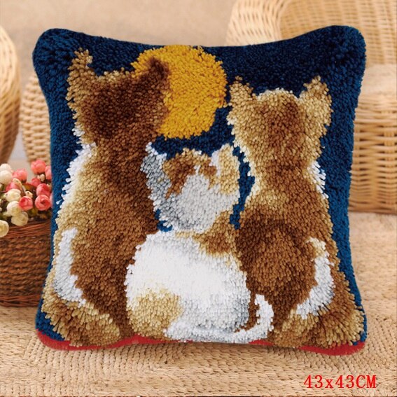 Foamiran-oreiller brodé chat | Pour le Kit de travail, knooppakket kussen smyarthop kussen pakket, boutons de coussin: ABZ182