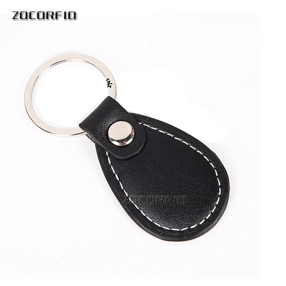 10 STUKS 125 KHZ leer RFID keyfobs en een USB 125 KHZ RFID reader/lederen stijl