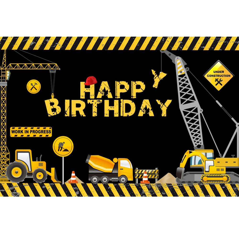 Excavator Truck Photo Backdrops Boy Birthday Construction Background Party Decor Photography Prop Photocall Photo Studio: S / MINT GREEN