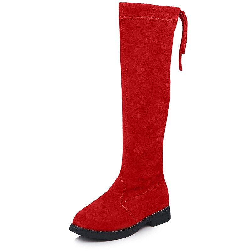 Meninas botas de inverno moda botas de borracha para meninas sobre o joelho crianças botas crianças joelho-alta algodão quente macio volta-amarrado 26-36