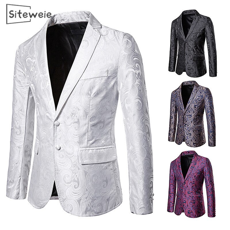 Siteweie herfst winter heren pak casual slank bloemen blazer heren bruiloft feest jas zakelijk vrijetijdskleding jassen  l523