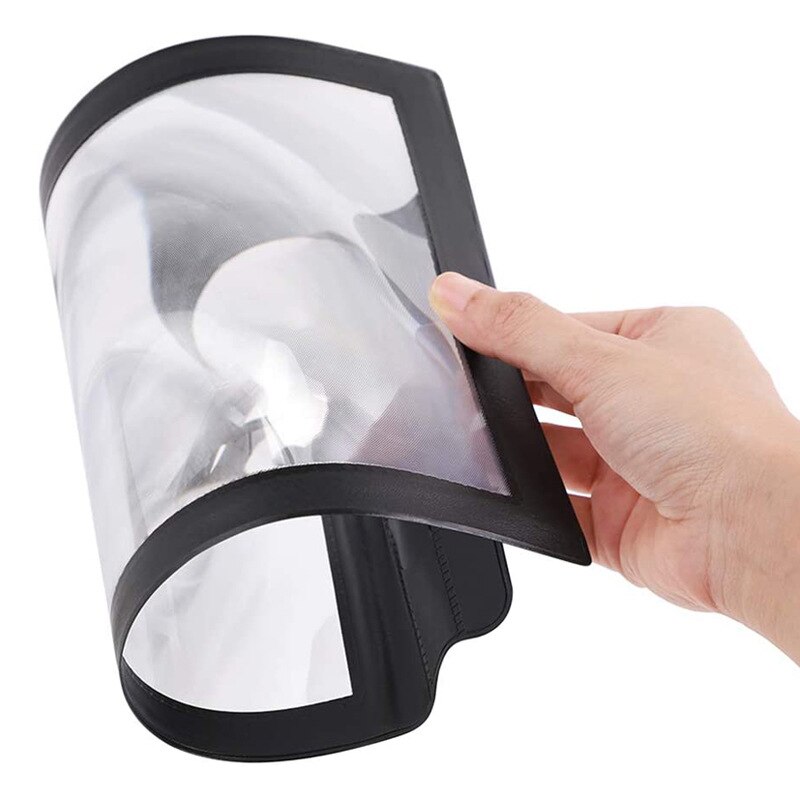 Hand held black frame PVC bendable proof A4 reading portable ultra thin 3 times card full page magnifier