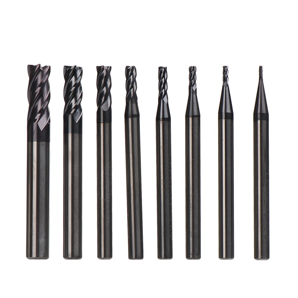 Endefres skjæringe 4 rille fres 1 1.5 2 2.5 3 4 5 6mm legert hardmetall wolfram stål fres endefres metall freser
