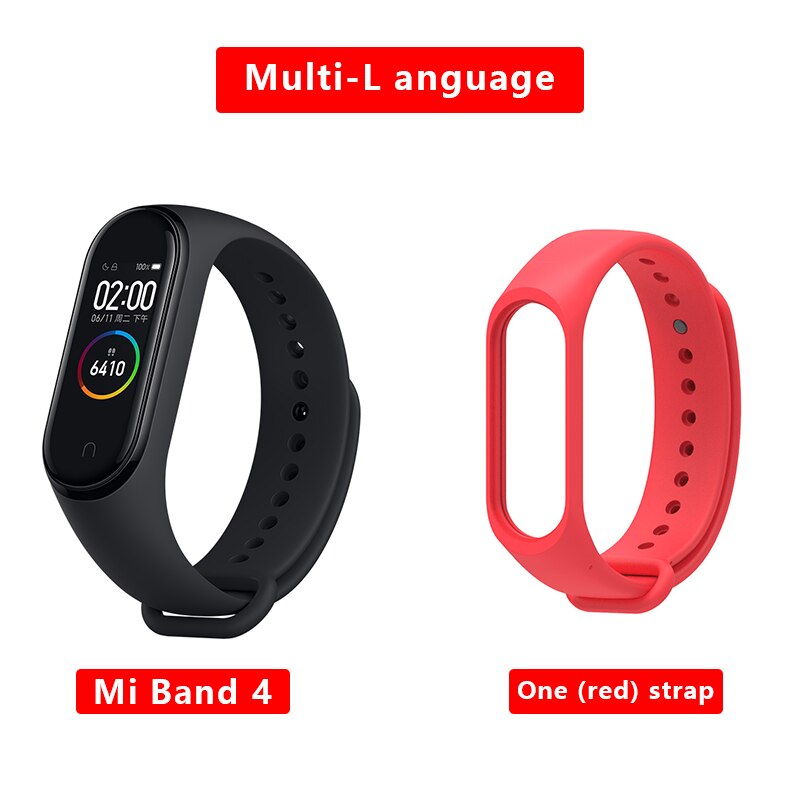 Xiaomi MiBand4 Fitness Tracker 0.95Color AMOLED 5.0 Smart Bracelet Monitor 50m Waterproof 135mAh up to 20Days Activity Tracker: red