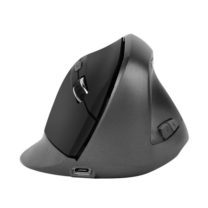 2.4G Rechargeable Wireless Vertical Mouse Girl Pink Wireless Office Mouse Pink Gaming Mouse For PC Laptop 1600Dpi: Gray-black