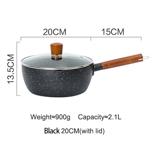 Küche Kochen Topf Maifan Stein Nicht-Stick Kochen Nudeln Heißer Milch Suppe Töpfe Japanischen Stil Schnee Pan Herd universal Kochgeschirr: black with cover