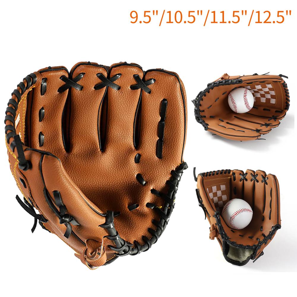 Guante de béisbol para deportes al aire libre, equipo de práctica de Softball, 9,5 "/10,5"/11,5 "/12,5", cuatro colores a elegir