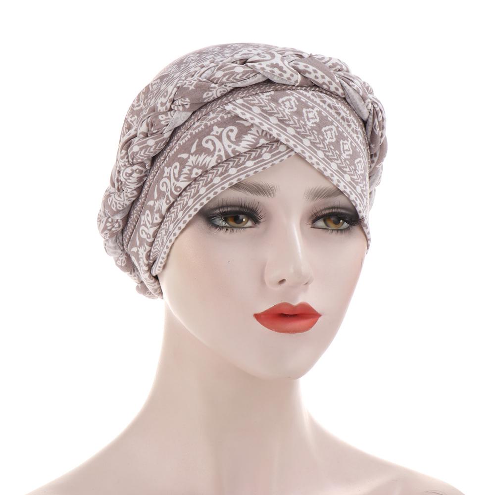 nueva impresión musulmán Hijab Turbante para las mujeres gorro estilo bohemio árabe de la hiyab interior Bonnet Femme Musulman Turbante Mujer: 5