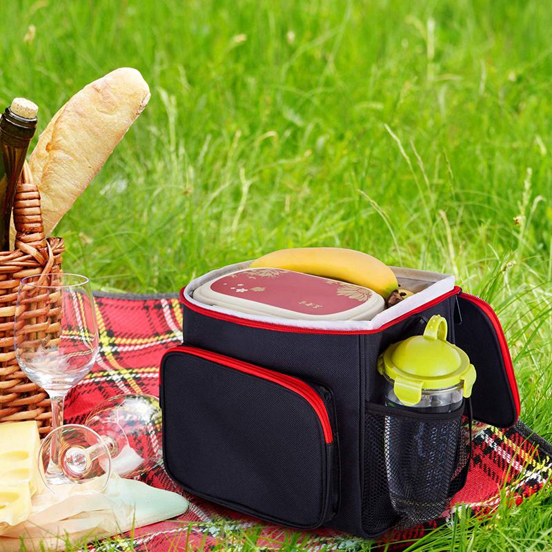 Saco de almoço isolado para homens das mulheres refrigerador crianças tote comida piquenique térmico lancheira, preto