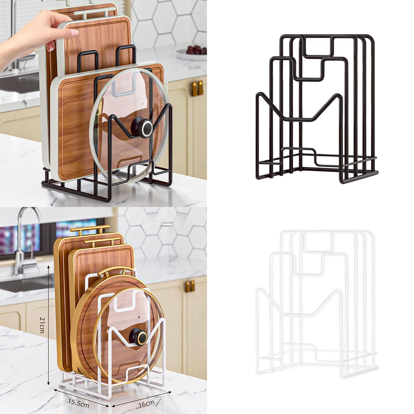 Cutting Board Storage Rack, Cookware Holder Divided Holder, Pot Lid Rack Stand for Cabinet
