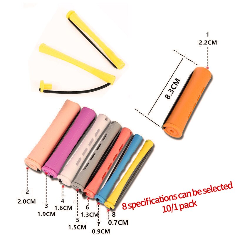 10 Pc Koude Perm Bar Kapsalon Multi-Size Haar Krultang Met Cover Haar Roller Krultang Plastic Rubber Band water Patroon Perm Tool: 1  2.2cm