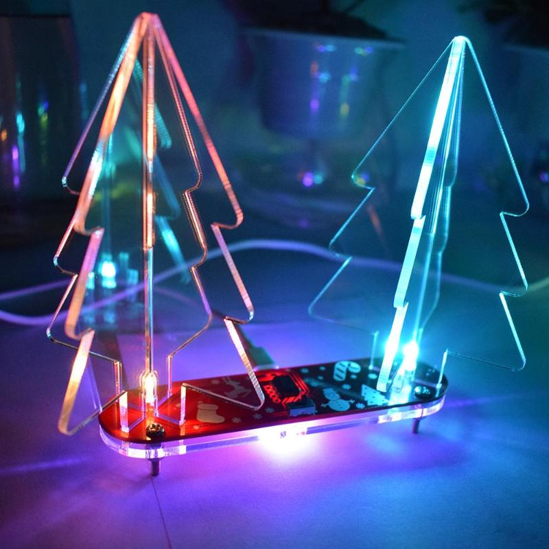 Diy Licht Speelgoed Volledige Kleur Veranderende Led Gradiënt Acryl 3D Kerstboom Kit Home Decor Onderwijs Wetenschap Speelgoed Leren Set