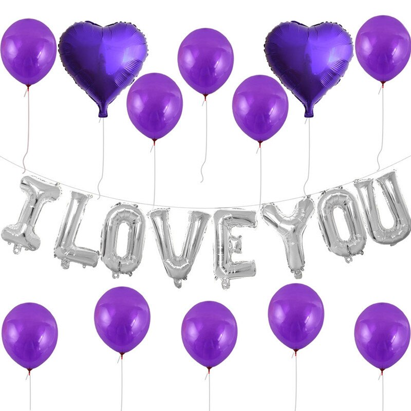 1Set Bruiloft Decoratie Rose Gouden Hart Ballon I Love U Banner Brief Folie Ballon Valentijnsdag Aanwezig Party levert: F