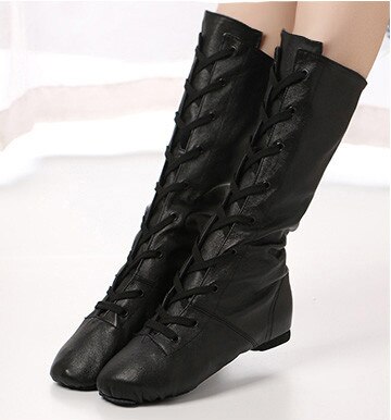 cuir véritable sport danse bottes bottes hautes pour femmes Jazz danse chaussures scène Performance chaussures grande taille 31-45: 8.5