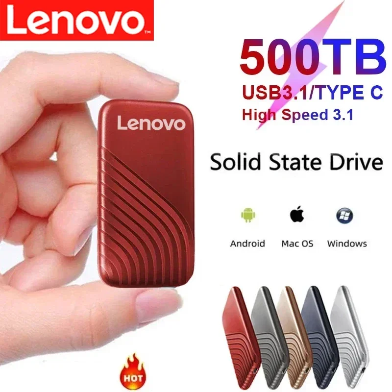Lenovo 128TB High Speed SSD External Hard Drive USB3.1 Type-C Portable Storage for Laptop/PC 2TB 4TB 8TB Flash Drive
