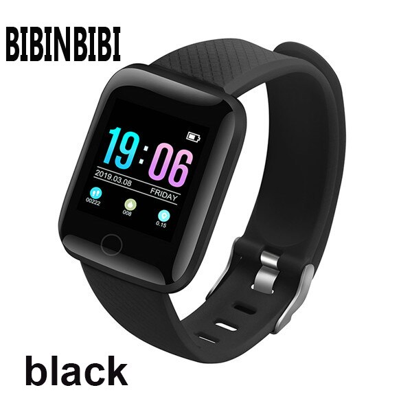 montres numériques hommes ou femmes montre intelligente pression artérielle étanche moniteur de fréquence cardiaque Fitness Tracker Sport fitness montre: Noir
