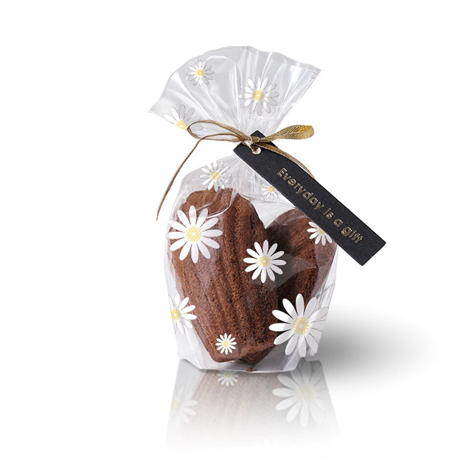 Bolsas de plástico de margaritas para galletas, embalaje transparente para dulces y galletas, para boda, de cumpleaños, envoltura DIY para hornear, 25/50 piezas