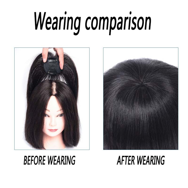 Extensión de cabello sintético para mujer, tupé de pelo corto con 2Clip en una pieza, con flequillo gratis, resistente al calor