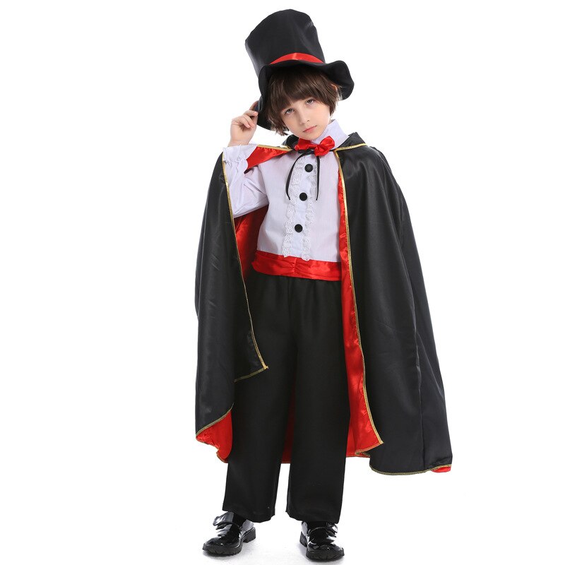 Jongens goochelaar podiumkostuum peuter kinderen halloween carnaval magie cosplay chique feest verkleedoutfit