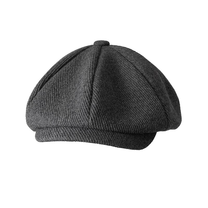 Black Newsboy Hat Top Grade Man Newsboy Caps Octagonal Tweed Warm Winter Berets Hat Male Female Gatsby Flat Caps BLM08: Gray / M 56-58CM