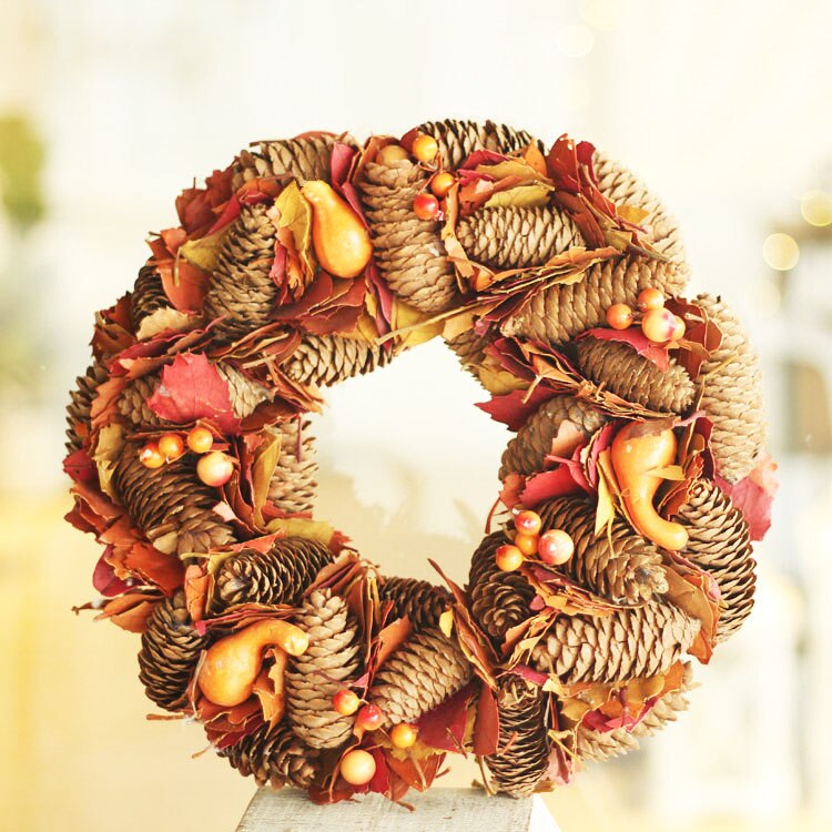 Oogstdecoratie herfst bruiloft decoratie voordeur krans pompoenen herfstkrans rustiek landelijk hangende deur wanddecoratie