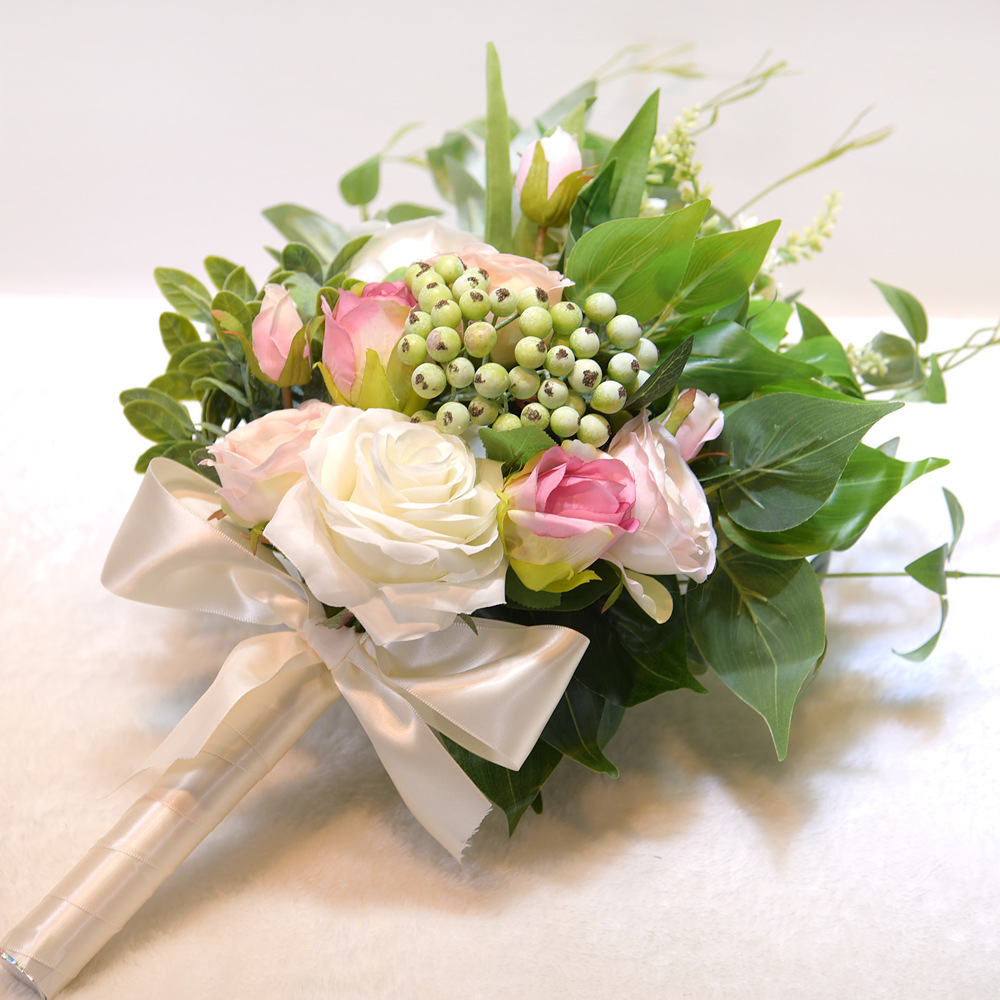 Kyunovia Beautiful Wedding Flowers Green leaves Eucalyptus bouquet Bridesmaid Bouquets Bridal Flower Blush Wedding Bouquet D133