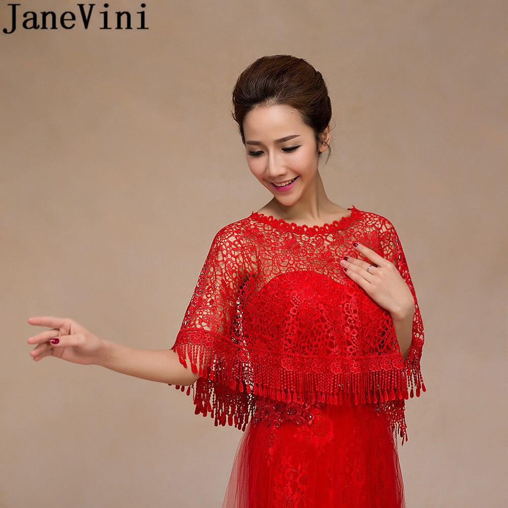 Janevini womens lindo nupcial cabo ombro bolero vermelho casamento formal noite floral rendas envoltórios e xales encolher casaco feminino