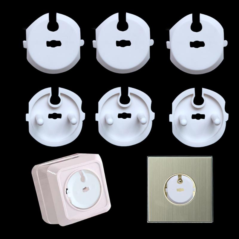 6PCS Socket Cover+2PCS Key Electric Plug Protection Baby Safety Anti-electric Shock Outlet Protection Cover For Home Set #17