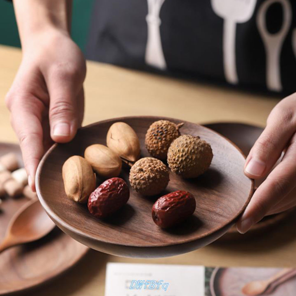 Multi-functional Fruit Plate Wooden Food Serving Plate Fruit Snack Holder Beech disk dinner plate dry fruit tray snack plate