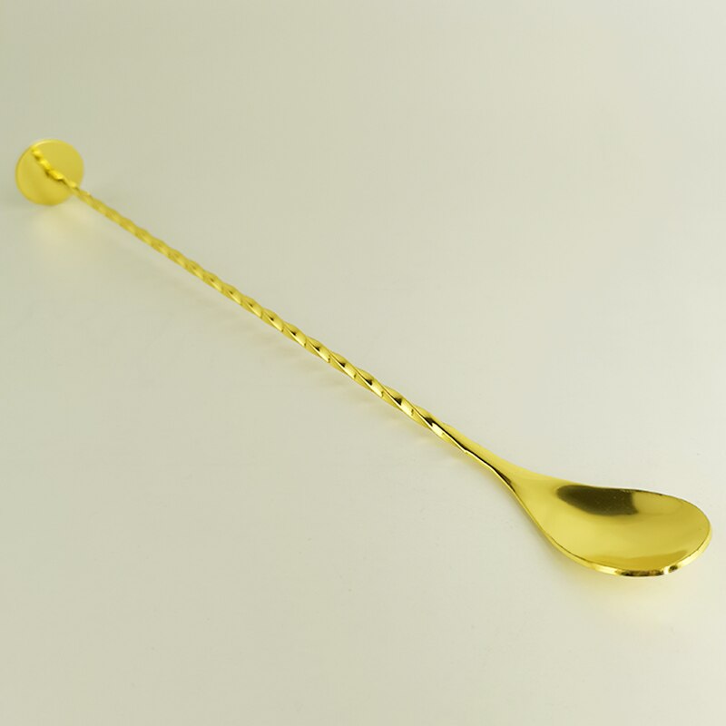 Outil de Bar pour Cocktail en acier inoxydable, filtre, bec verseur, cuillère à mélanger, couteau à chaîne, pinces à glace, tasse à mesurer, Shaker à Cocktail: Gold Spoon