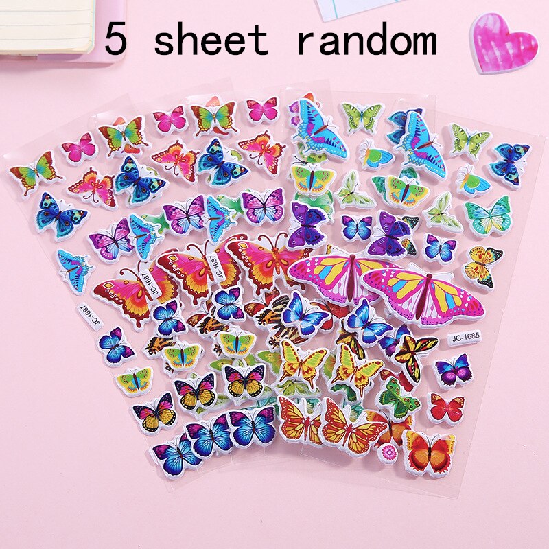 10/5/3/1 sheets 3D cartoon animal number letter bubble stickers waterproof strong sticky DIY fridge magnet for home decoration: 5 sheet radom