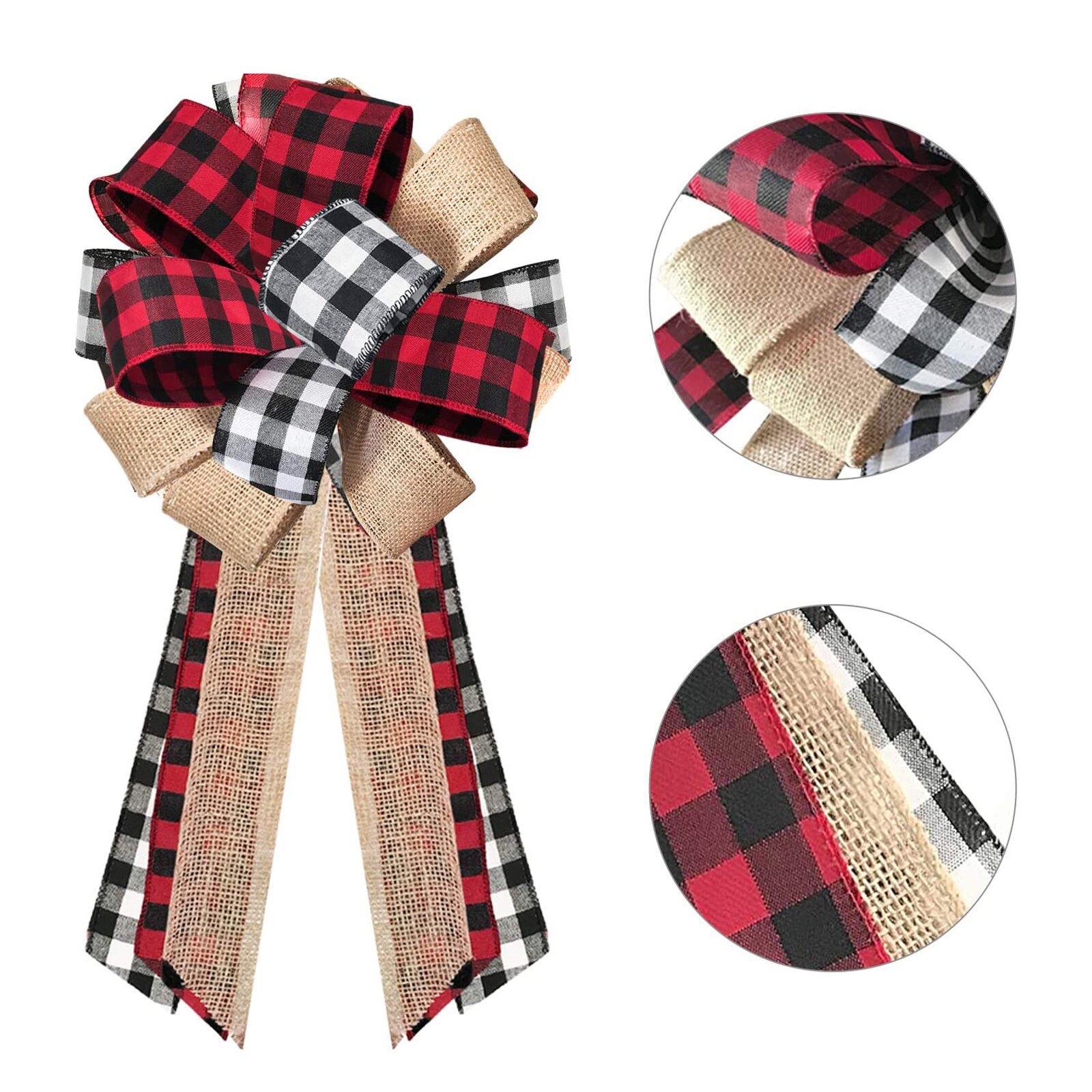 Duża kokardka krawat brokatowy juta świąteczna wstążka kokarda dekoracja na choinkę Wykonany ręcznie ślubna kokarda ozdoba bożonarodzeniowa DIY rzemieślnicze kokardki