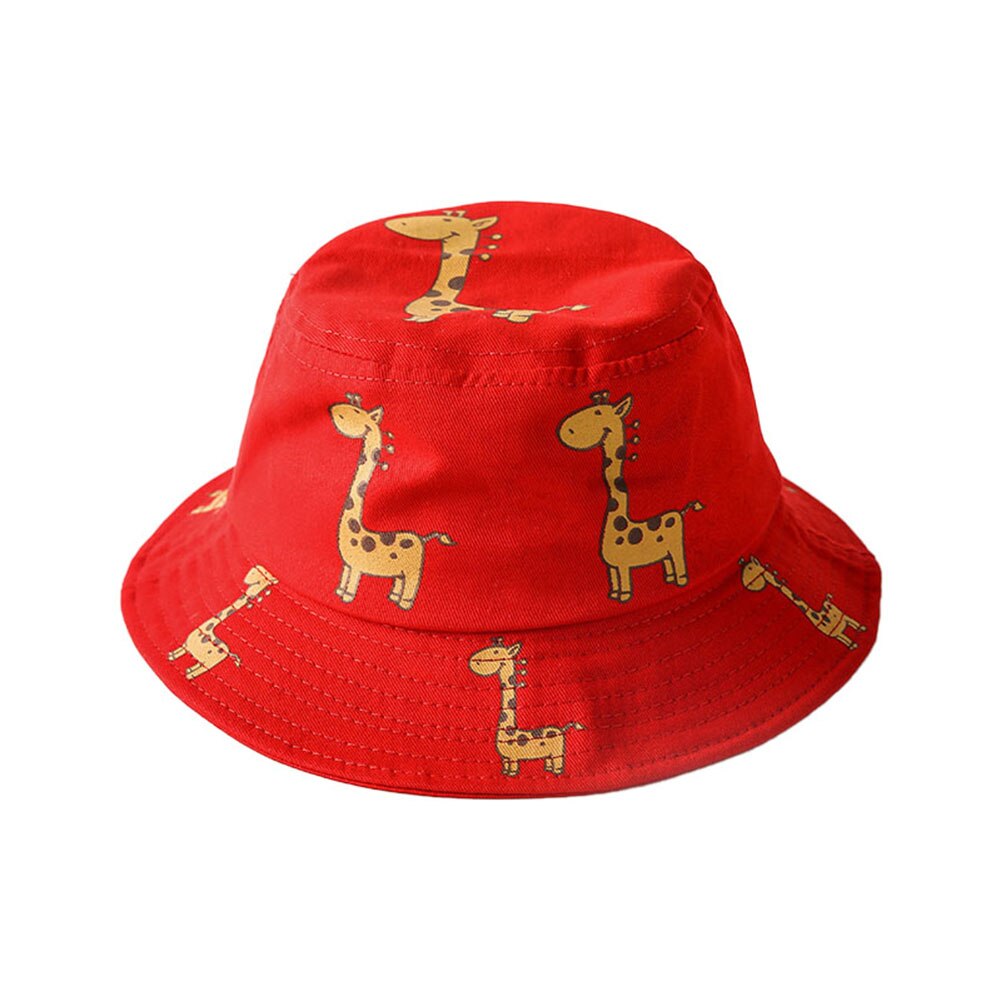 Kids Hoeden Zomer Unisex Kinderen Cartoon Giraffe Print Outdoor Uv-bescherming Zonnehoed Emmer Cap Kinderen Zonnehoed Outdoor Cap кепка: Rood