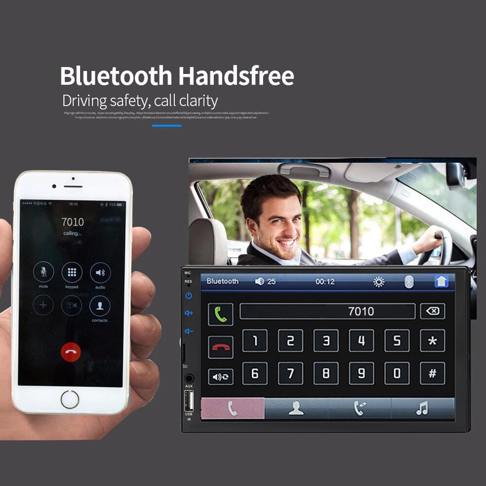 2 Din Capacitance Touch Screen Car MP5 Player with Bluetooth FM Radio Receiver Support Rear Camera external microphone radio