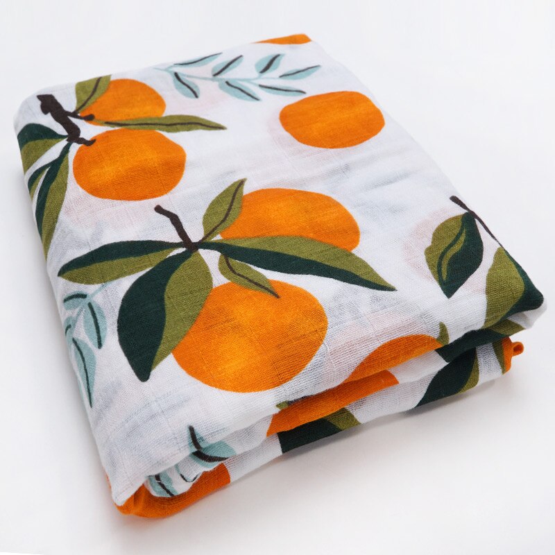 Bomull babyfilt nyfödd bebe linda wrap barnvagn tillbehör flamingo tecknat djurtryck babyprylar: Orange