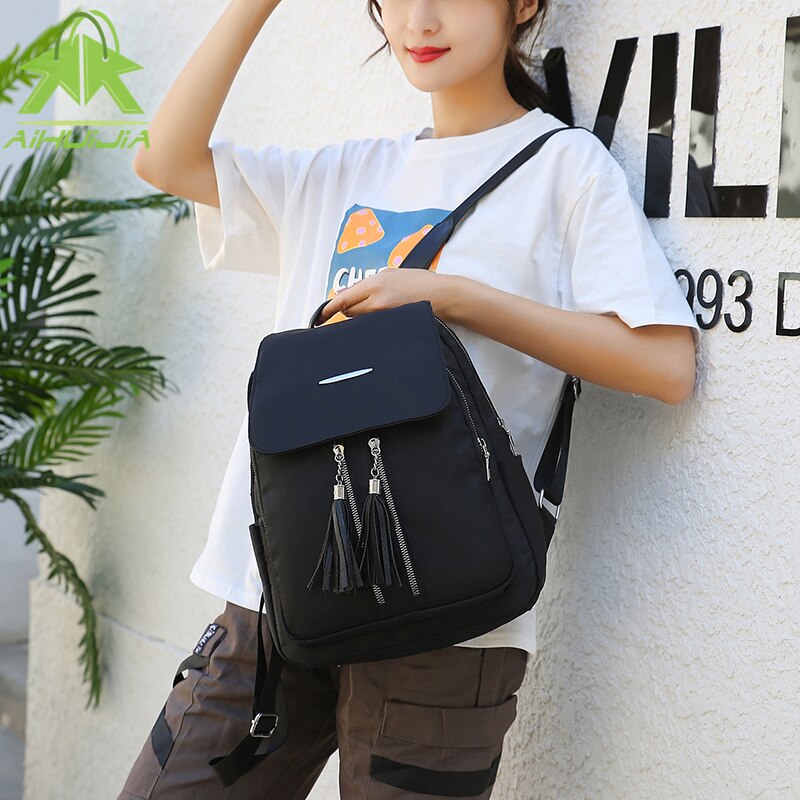 Mochila con flecos a la para mujer, nueva Oxford, mochilas de viaje impermeables para adolescentes y estudiantes,