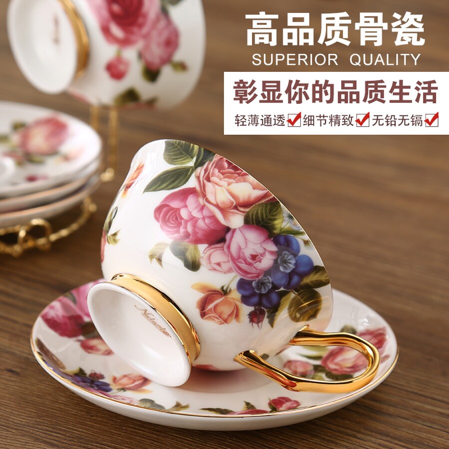 Royal Classic Bone China Porcelain Tea Cup Sets English Teacup and Saucer Xicaras Miniature reusable Cup Saucer E5