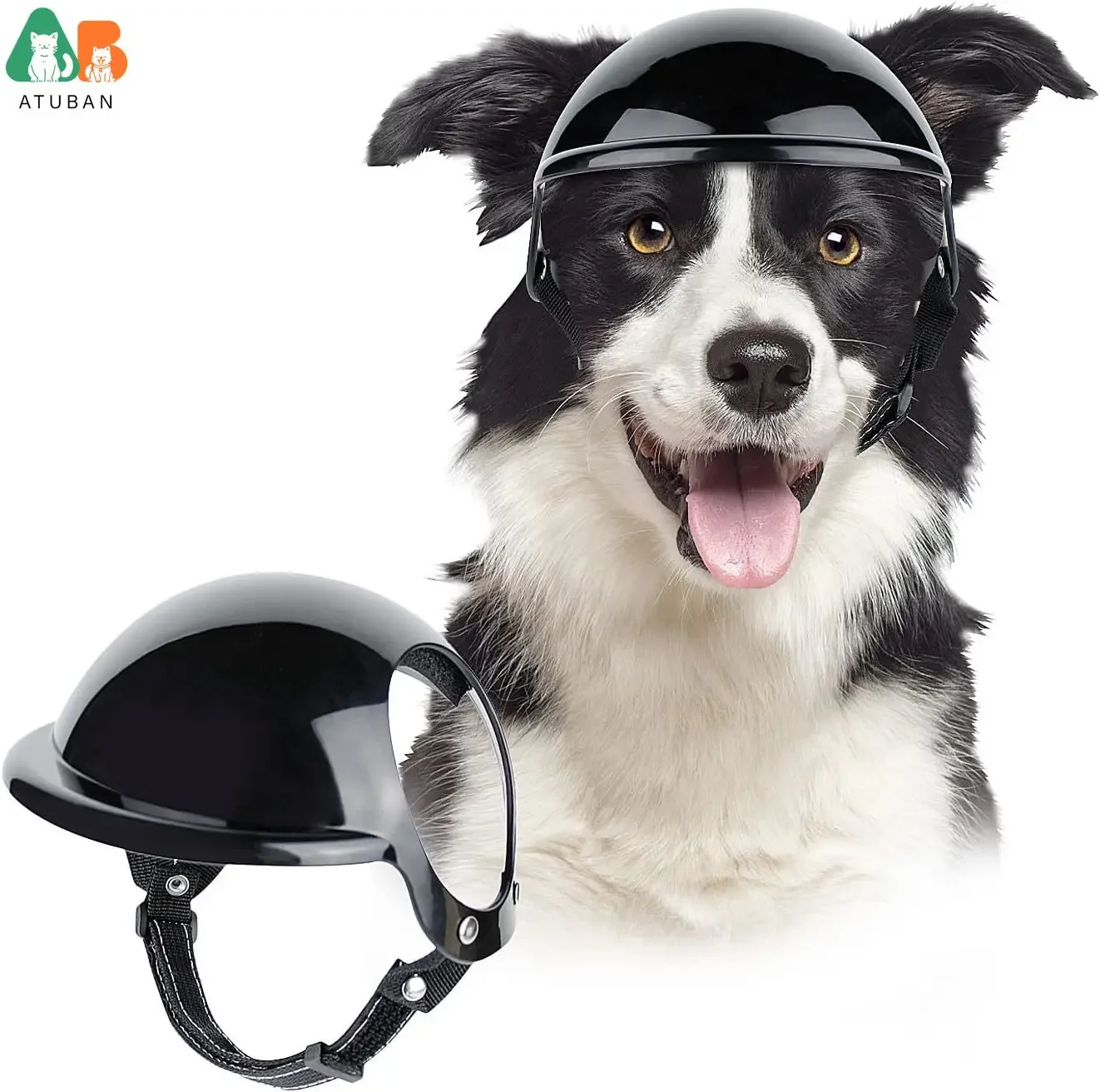 Hundehelm für kleine Hunde, Fahrradhelm für Hunde mit Ohrloch, Hunde-Motorradhelm, Haustiermütze für draussen-Reiten, Fahren, Welpenkappe: M / Schwarz