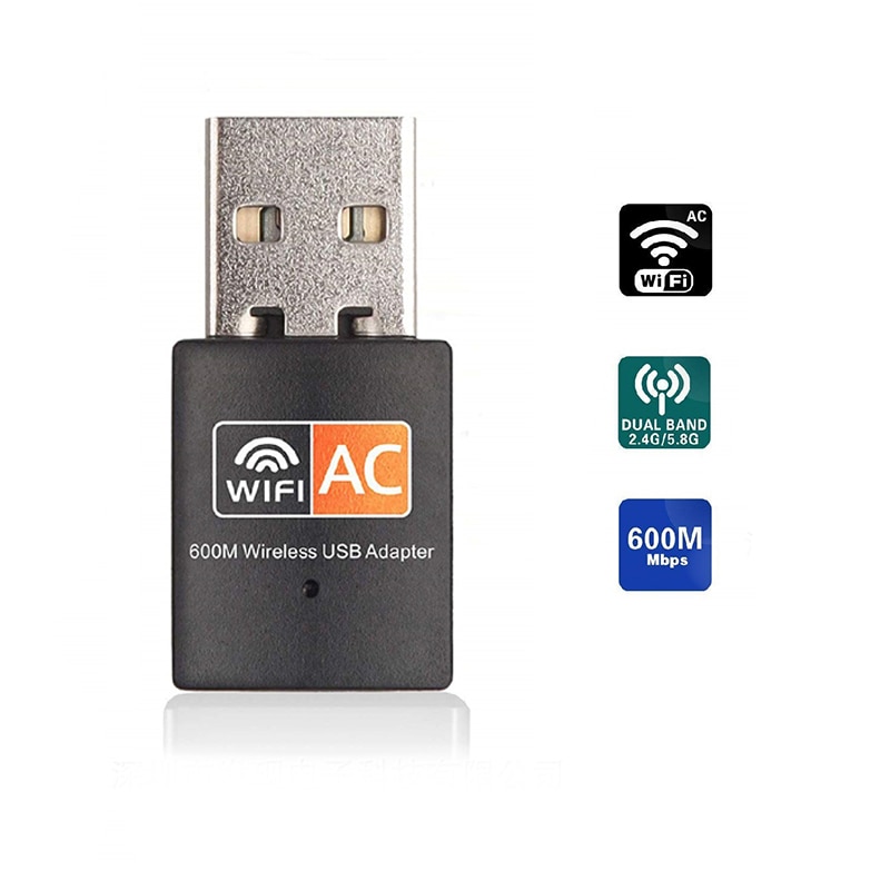 Adaptateur WiFi USB 2.4GHz 5GHz 600Mbps antenne WiFi Dongle 802.11b/n/g/ac USB Ethernet sans fil ordinateur récepteur de carte réseau