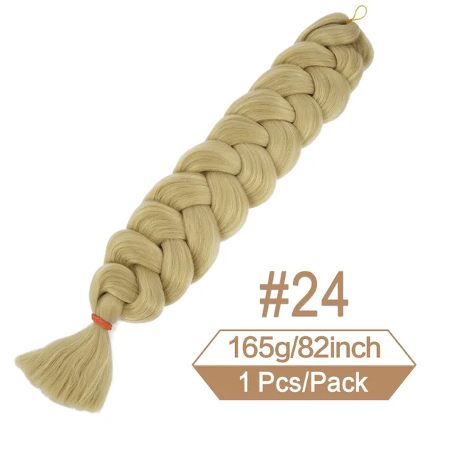 Trenzas sintéticas de pelo trenzado Jumbo de 82 pulgadas de largo, extensiones de cabello de ganchillo, trenza preestirada de 165g, para mujeres negras: # 24 / 6 unidades por lote