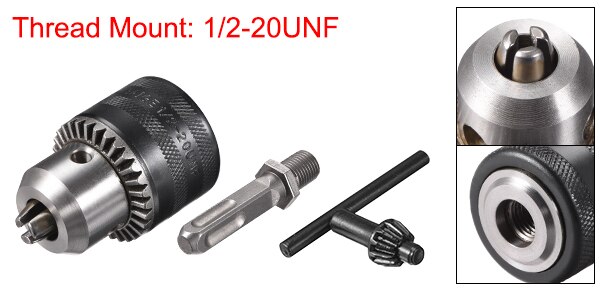 uxcell 1/2" 3/8'' Drill Chuck 3-Jaw Key Chuck with SDS-Plus Round/Square/Hex Shank 1.5-13mm 1.5-10mm Capacity Key Drill Chuck: 1.5mm-13mm Square
