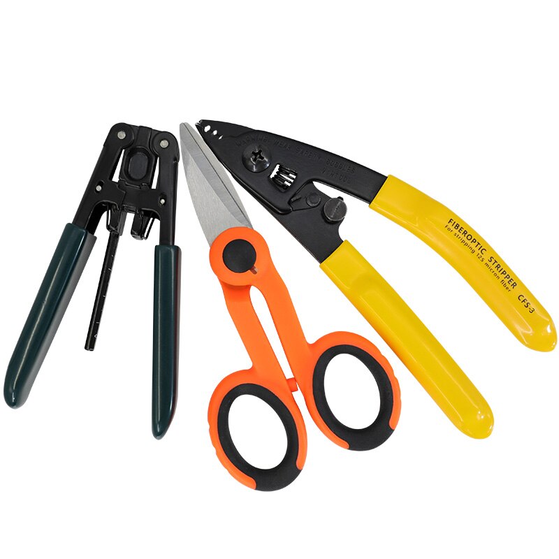 3 packs Fiber Optic Tool Kit Kevlar Scissors Double Hole Pliers Stripper and Fiber Optic Stripper CFS-3