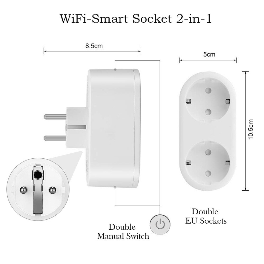 Smart Plug Dual Wifi Plugs 2 in 1 Extenders Socket Works with Alexa Google Home Smart Life App No Hub Required Schedules