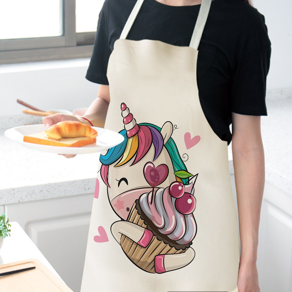 Unicorn Kitchen Apron Cartoon Parent-child Sleeveless Apron Cotton Linen Aprons for Adult Home Cleaning Tools Bibs