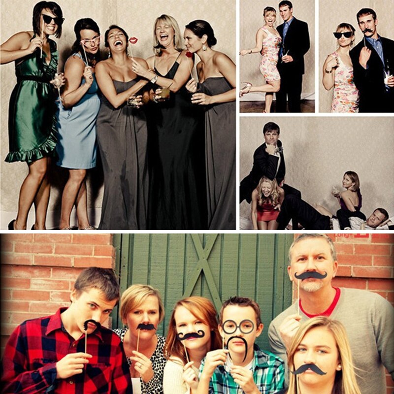 Wedding Photo Booth Props Mask DIY Mr Mrs Bride Groom Photobooth Bridal Shower Decorations Just Married Centerpieces