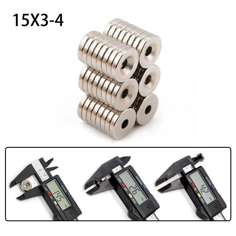 12 x 3 15 x 3 15 x 5 reikää 4mm n35 ndfeb uppotettu pyöreä magneetti erittäin tehokas vahva kestomagneettinen imane-levy  m4 ruuvilla