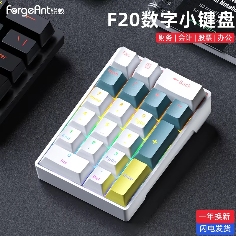 Forgeant F20 Keypad Mini Wired Numeric 20Keys External Keypads Customization ABS For Pc Computer Accessories Number Pads: Fuchsia / blue switch