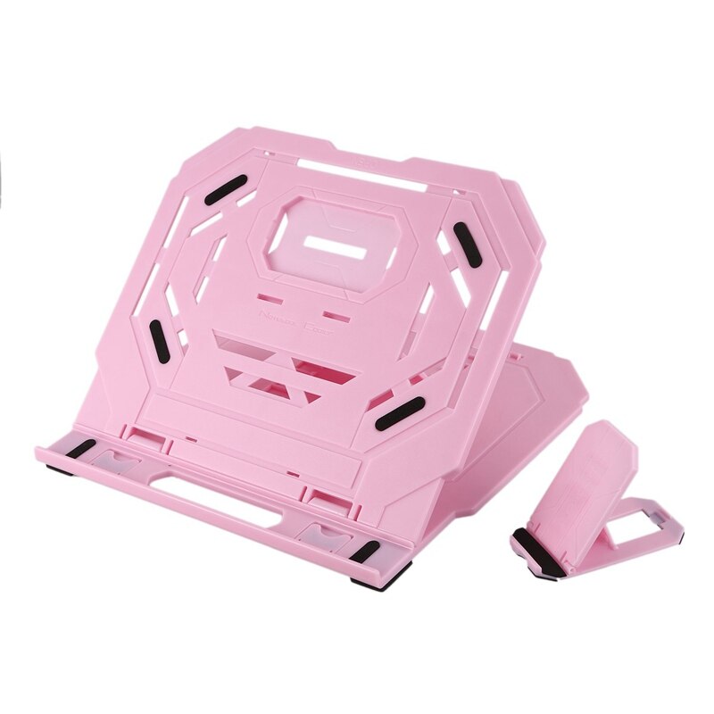 Coolcold Plastic Laptop Stand Folding Multifunctionele 360 Graden Roterende Notebook Koeler Met Telefoon Stand Voor 15Inch Laptop: Pink