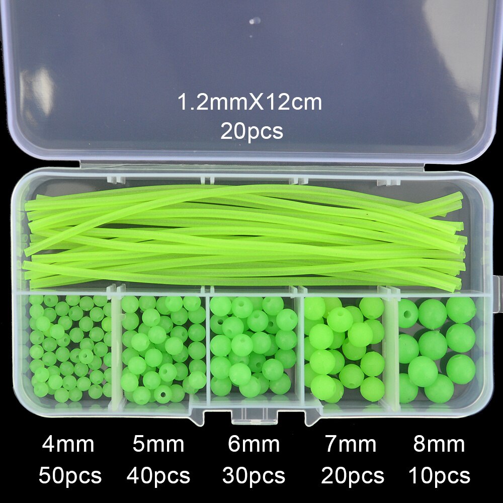 Lysande fiskepärlor rör 170 st / set mjukt gummi flytande glöd fiske pärlor fiske rigg rör ärm tillbehör