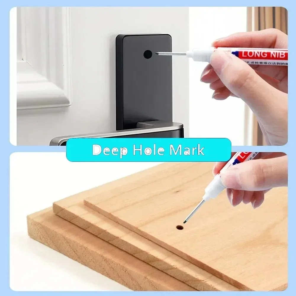 Long Tip Marking Pen 20mm High Visibility Ink, Fast-Drying Permanent with Ergonomic Grip for DIY Craft & All-Surface Woodworking